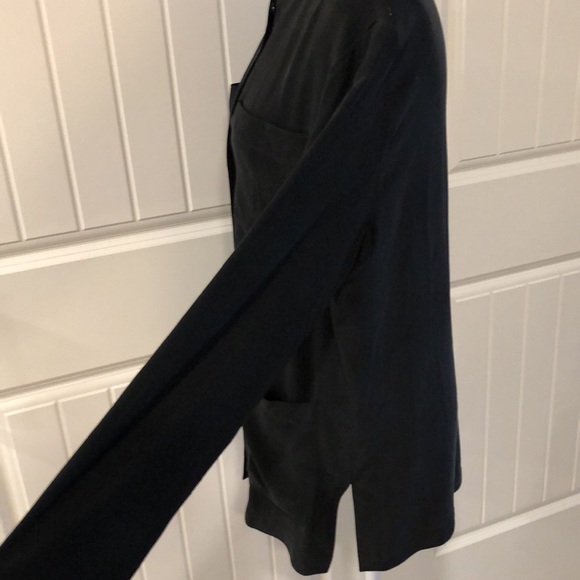 VTG Liz Claiborne Collection 100% Silk Washable Black Tunic Top With Pockets - Picture 4 of 10